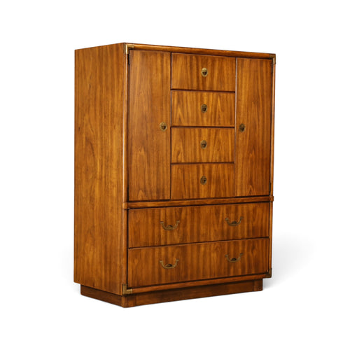 Drexel Accolade campaign style gentleman's highboy dresser three-quarter view