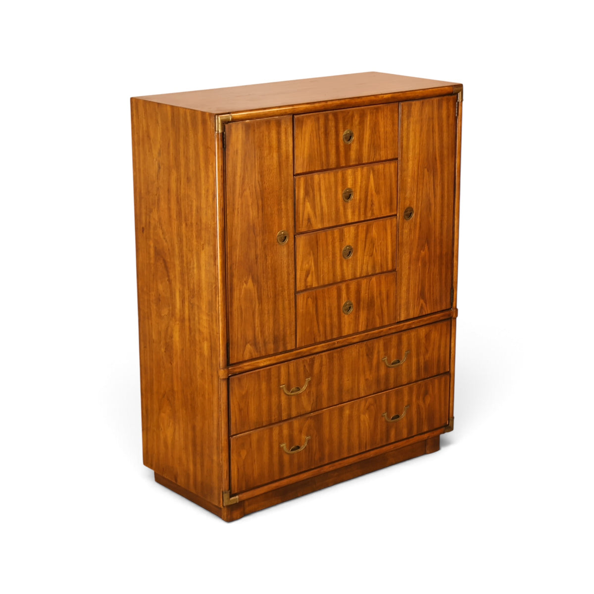 Drexel Accolade campaign style gentleman's highboy dresser three-quarter view