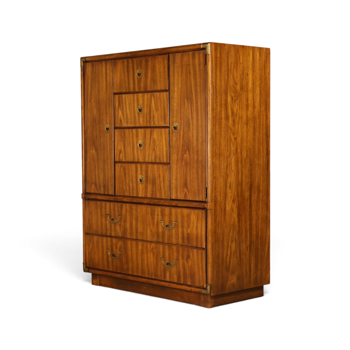 Drexel Accolade campaign style gentleman's highboy dresser three-quarter view