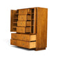 Drexel Accolade campaign style gentleman's highboy dresser angled view with doors and drawers open