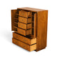 Drexel Accolade campaign style gentleman's highboy dresser angled view with doors and drawers open