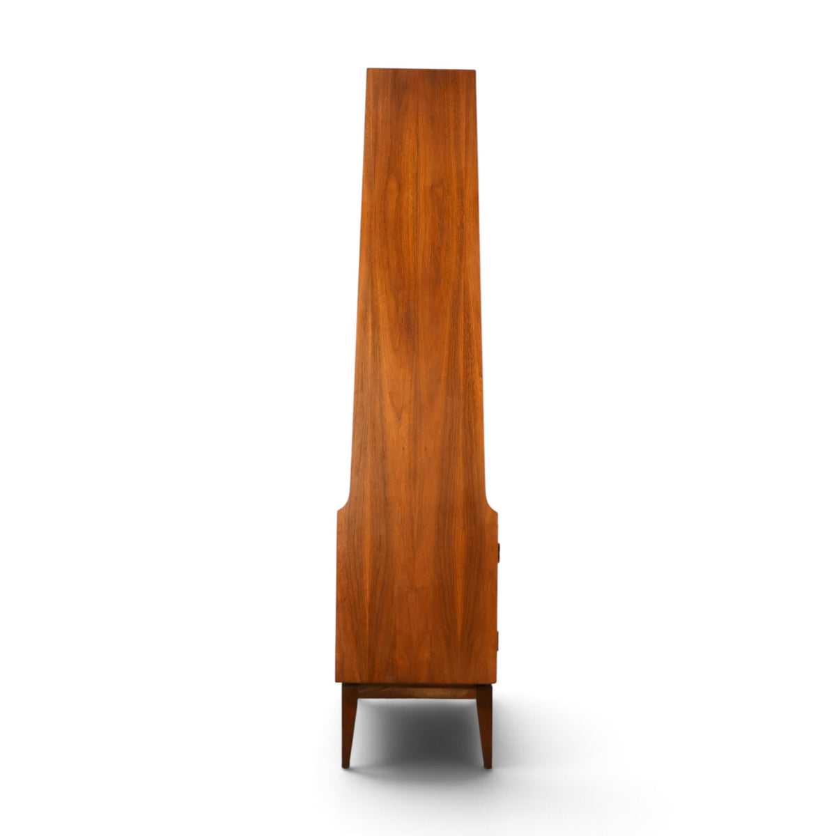 American mid century modern walnut room divider wall unit side profile