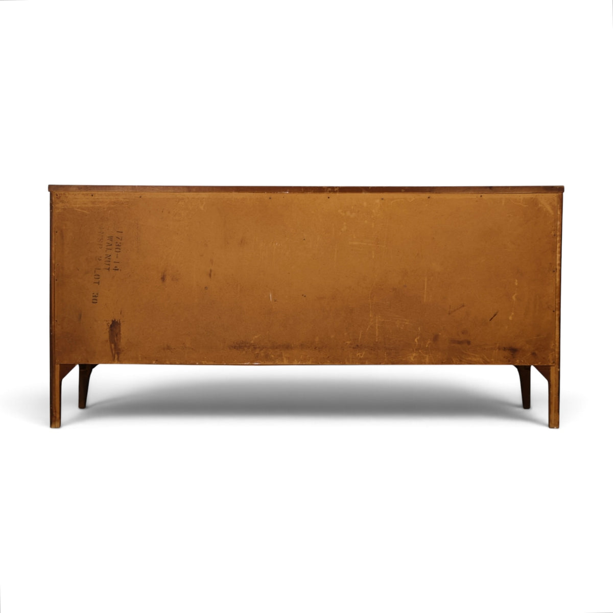 Kent Coffey Perspecta credenza back with stamped walnut model and lot numbers