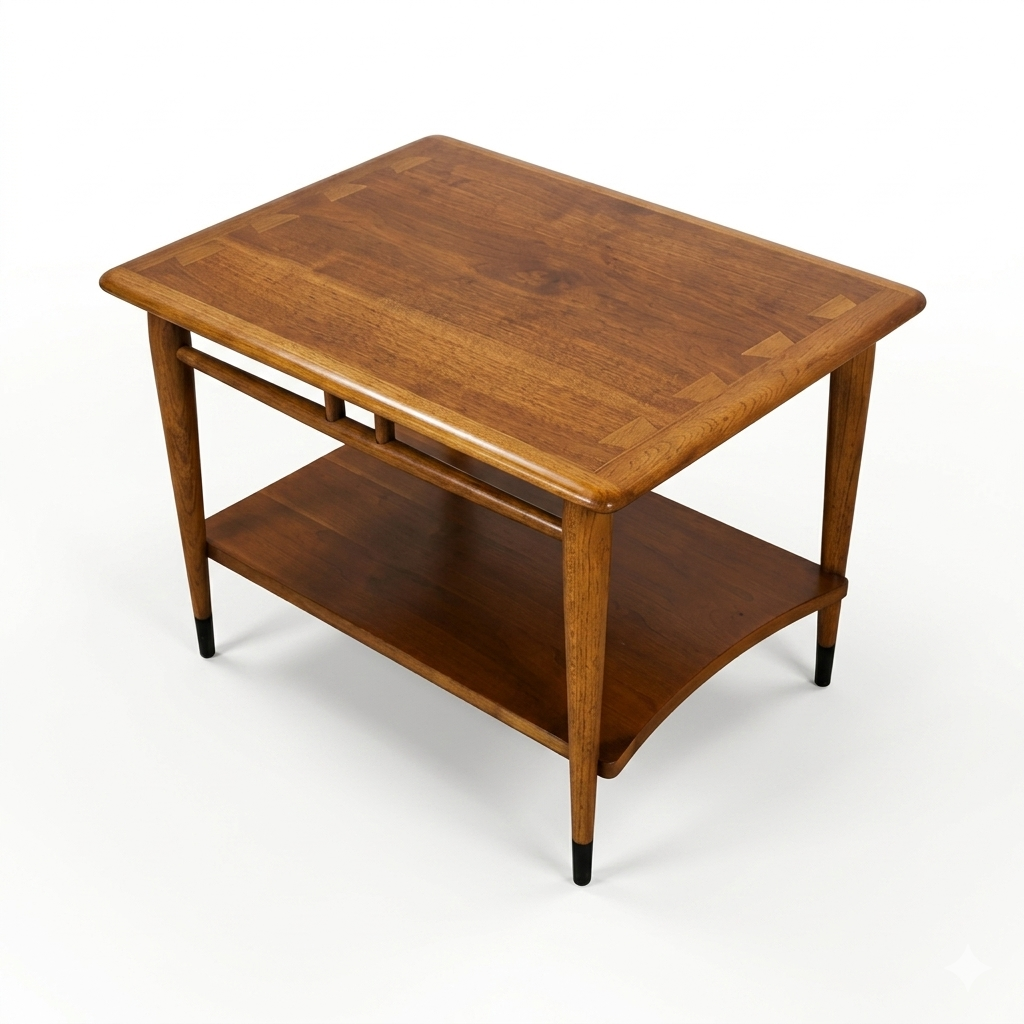 Lane Furniture vintage mid-century modern side table — solid walnut construction, tapered legs, American MCM, c. 1960s