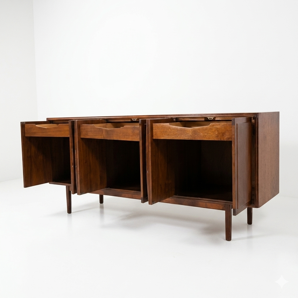 Jack Cartwright for Founders Vintage Mid Century Modern Walnut Credenza c. 1960s — view 8