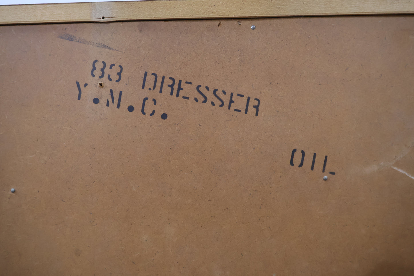 Young Manufacturing MCM walnut lowboy dresser, maker's label stenciled on back panel reading "83 DRESSER Y.M.C.O. OIL," c. 1960s