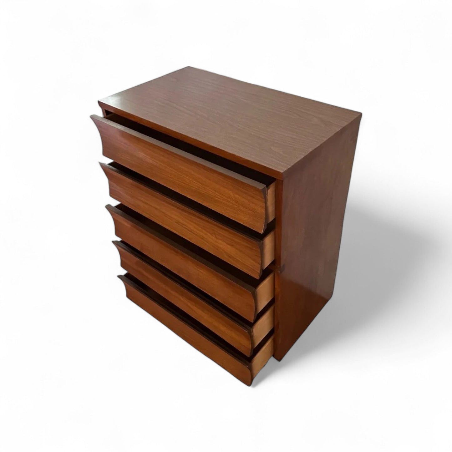 Johnson Carper “Brentwood” Mid Century Modern 5 Drawer Highboy Tall Dresser c. 1960s