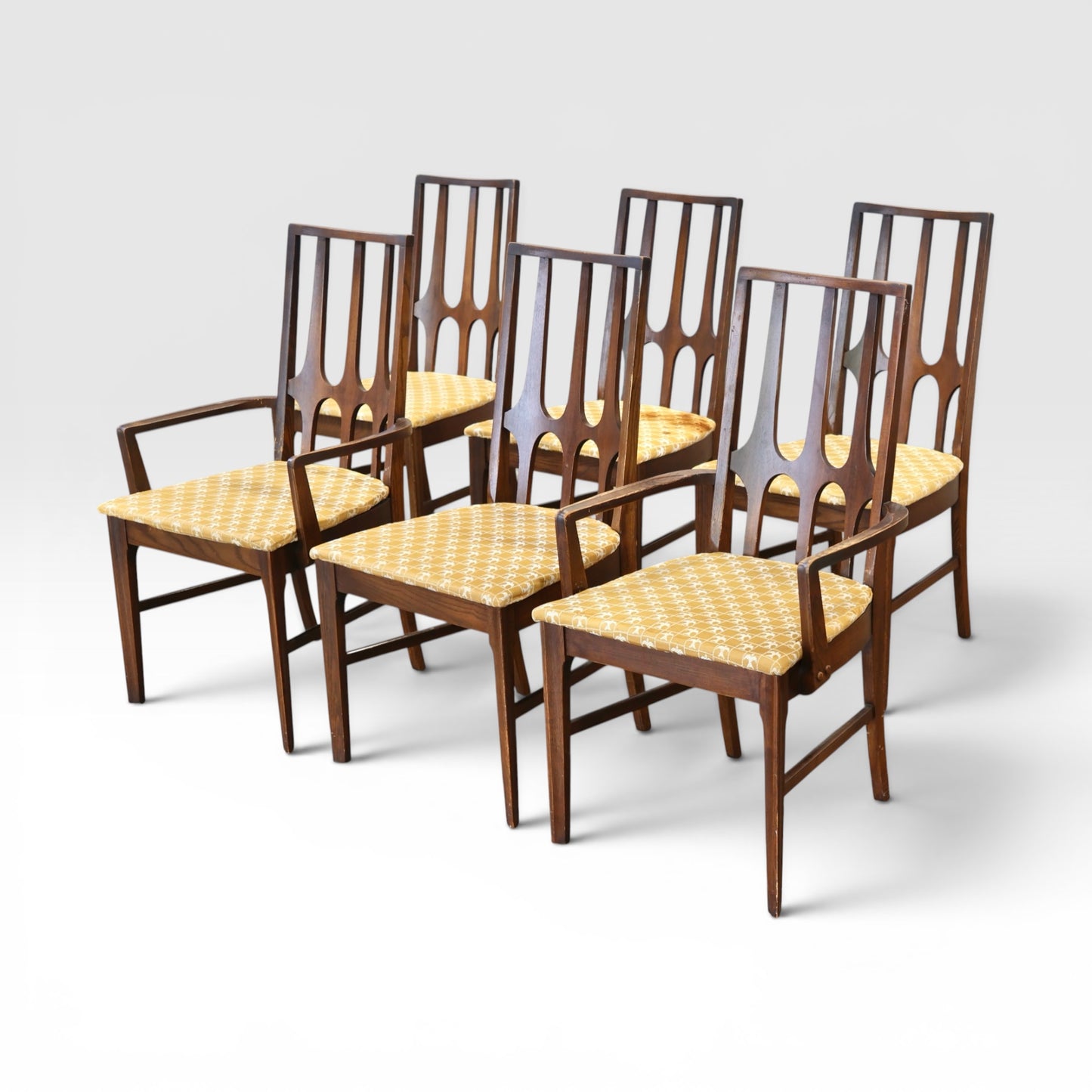 Broyhill Brasilia Vintage Mid Century Modern Set of 6 Dining Chairs c. 1960s