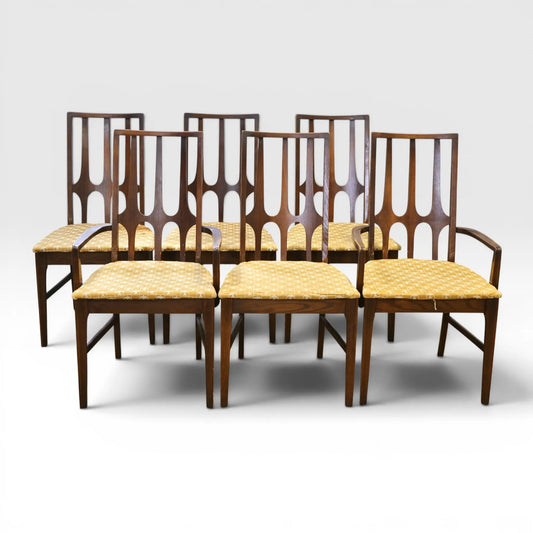Broyhill Brasilia Vintage Mid Century Modern Set of 6 Dining Chairs c. 1960s