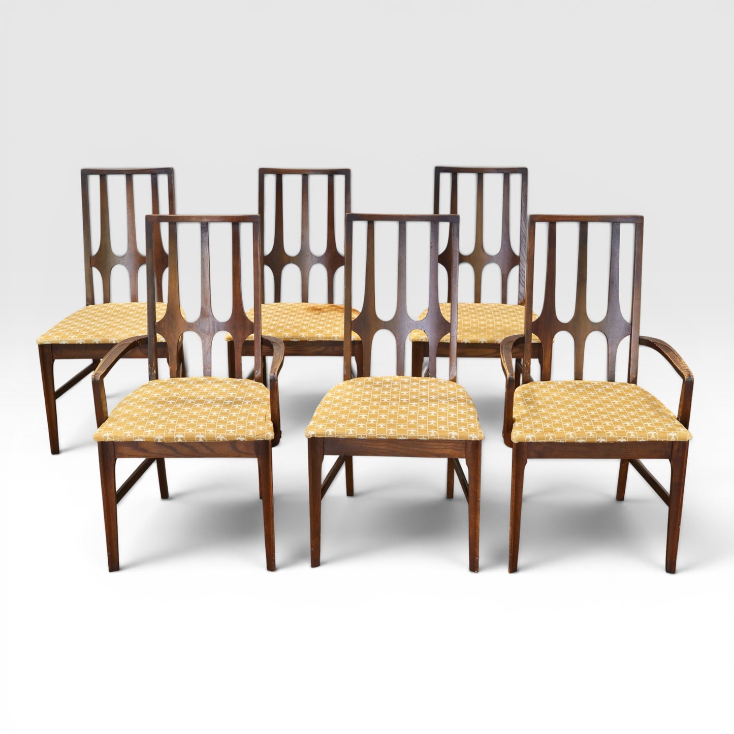 Broyhill Brasilia Vintage Mid Century Modern Set of 6 Dining Chairs c. 1960s
