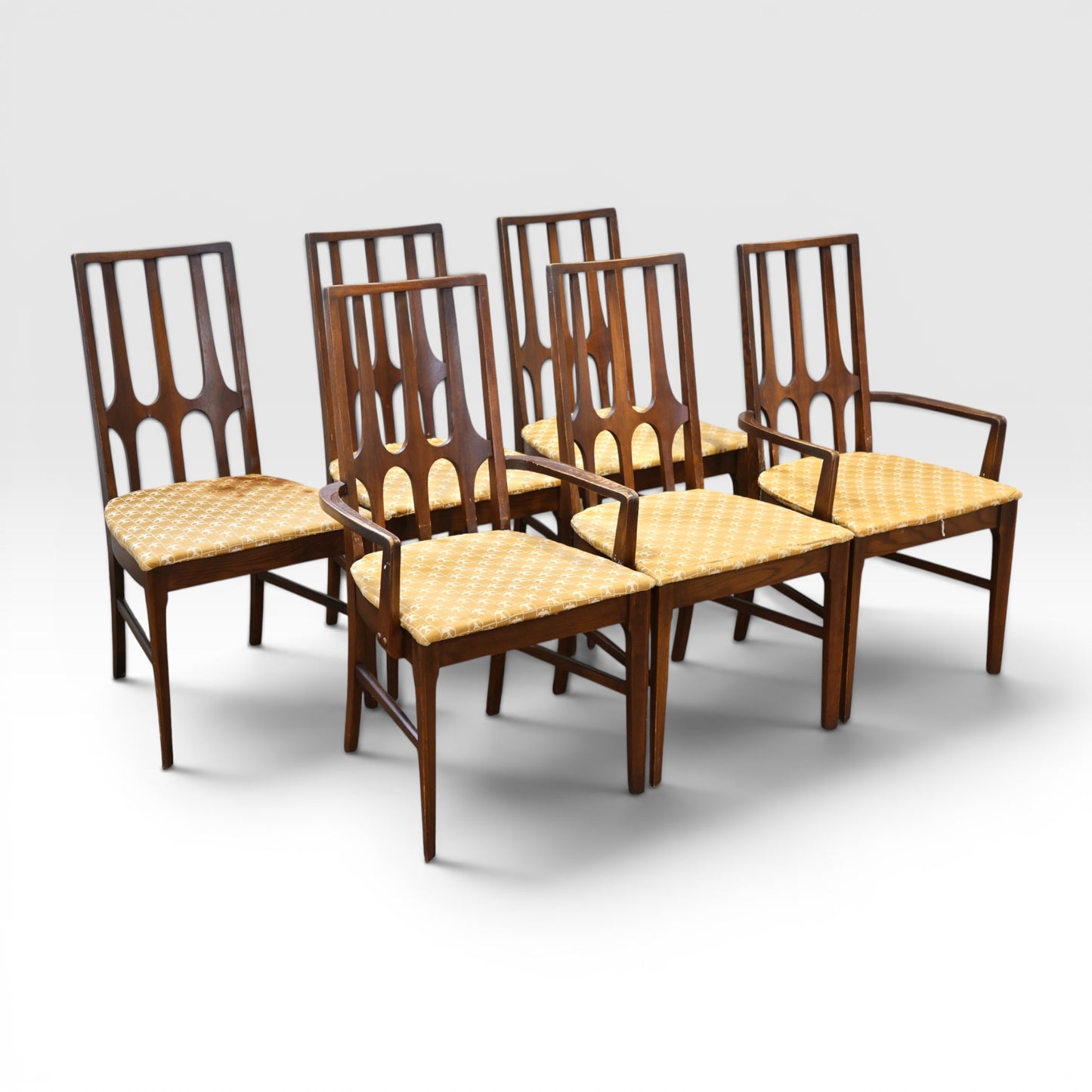 Broyhill Brasilia Vintage Mid Century Modern Set of 6 Dining Chairs c. 1960s