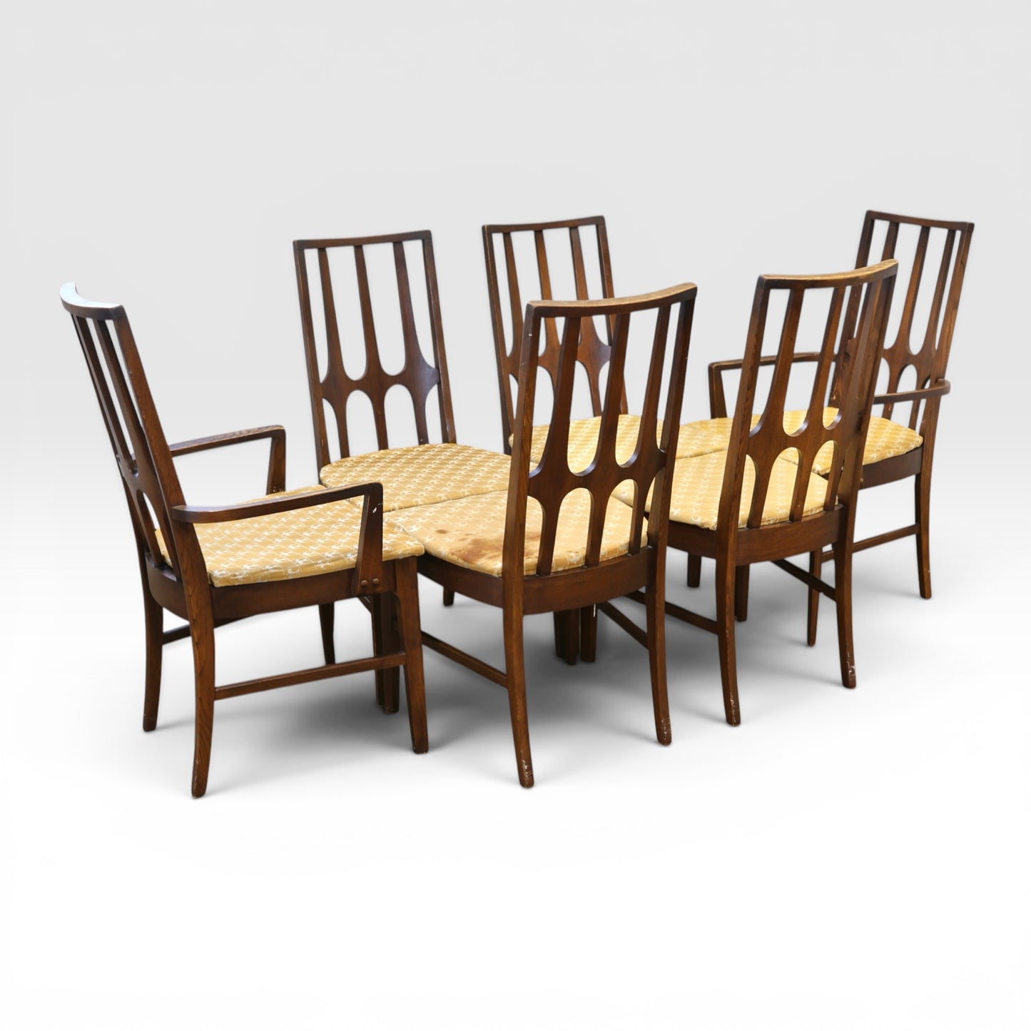 Broyhill Brasilia Vintage Mid Century Modern Set of 6 Dining Chairs c. 1960s