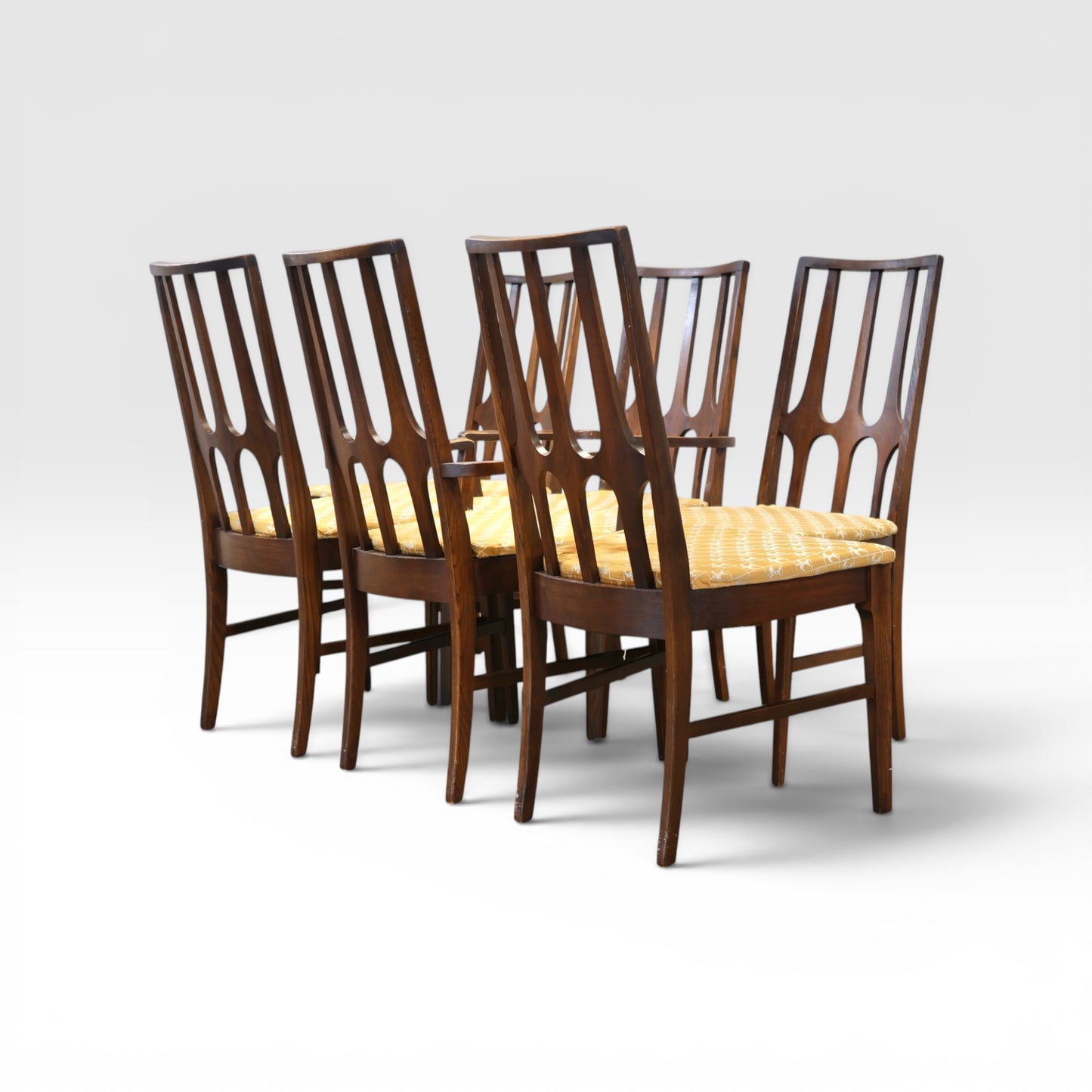 Broyhill Brasilia Vintage Mid Century Modern Set of 6 Dining Chairs c. 1960s