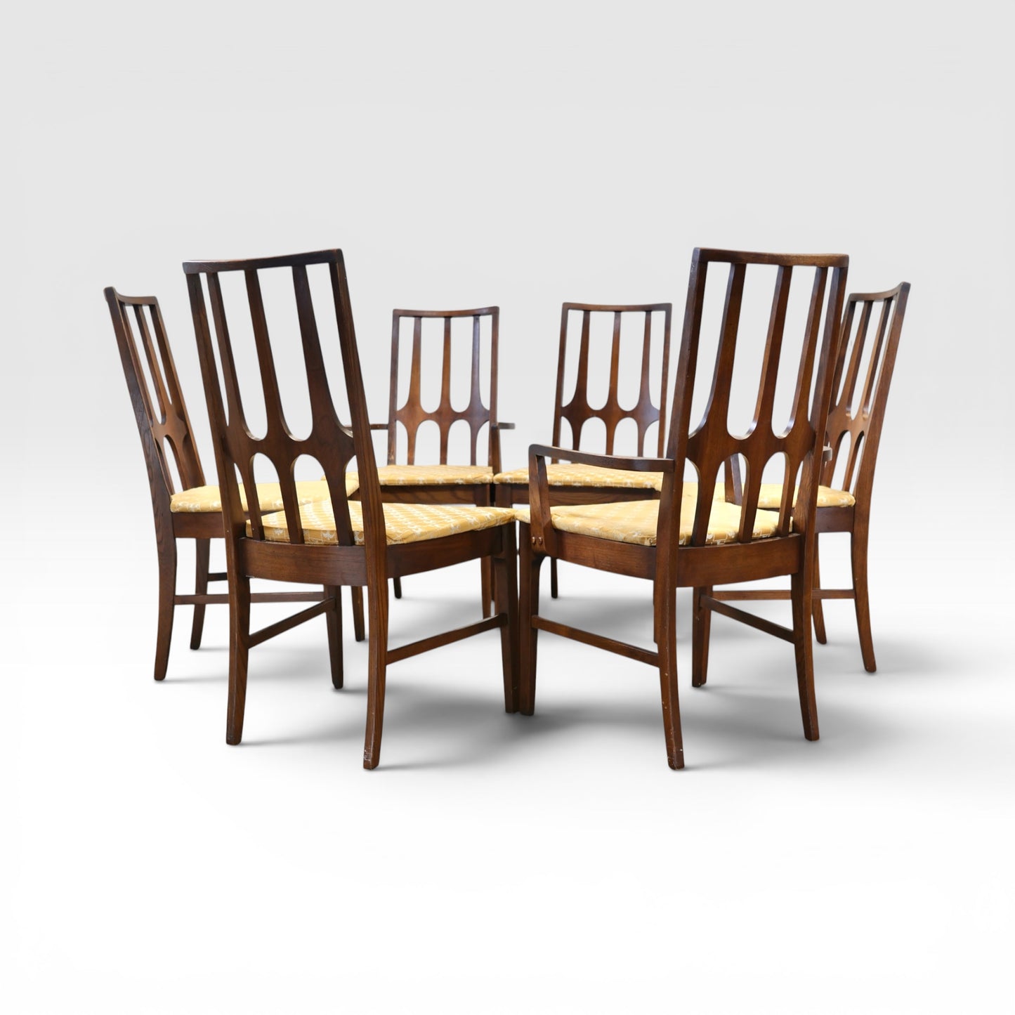 Broyhill Brasilia Vintage Mid Century Modern Set of 6 Dining Chairs c. 1960s
