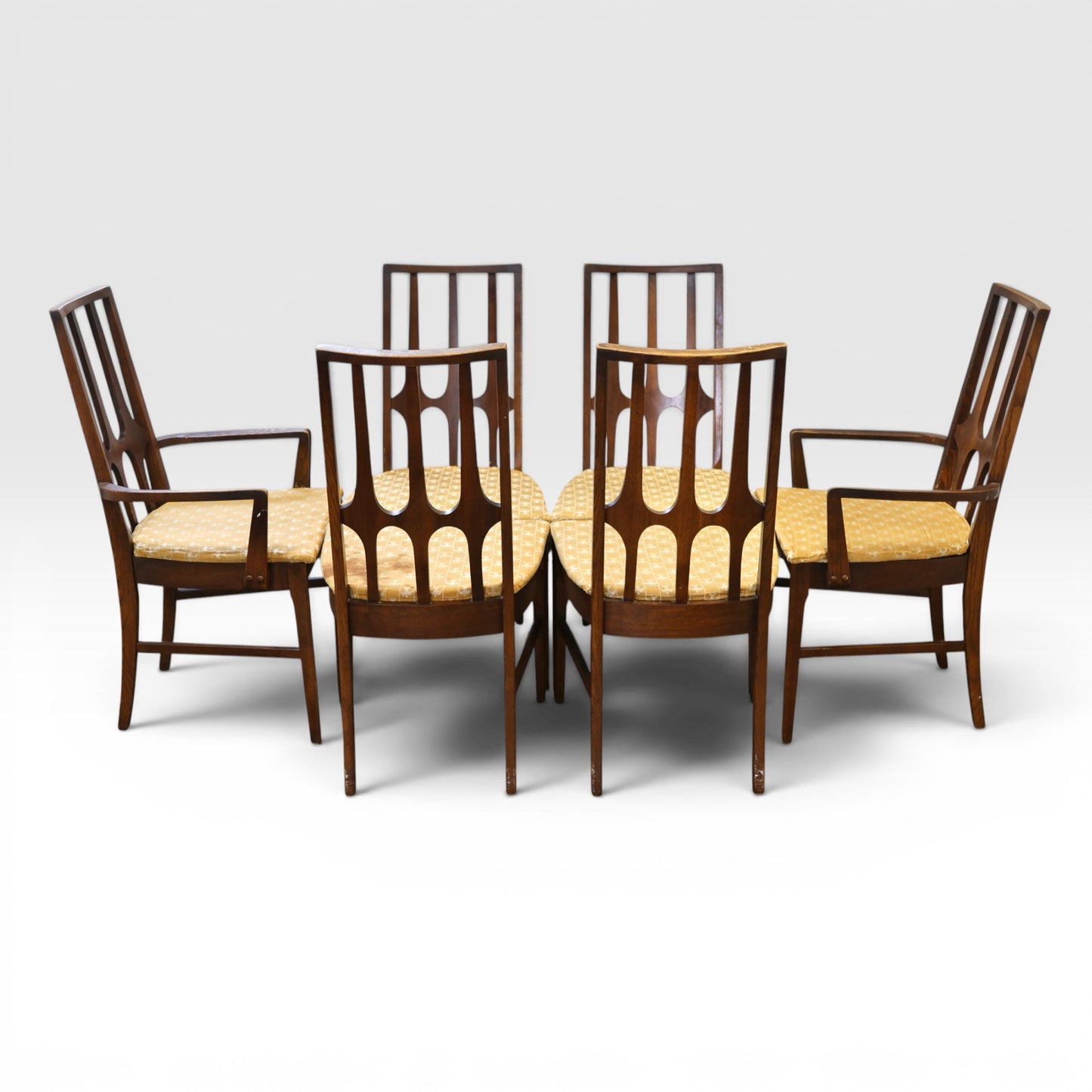 Broyhill Brasilia Vintage Mid Century Modern Set of 6 Dining Chairs c. 1960s