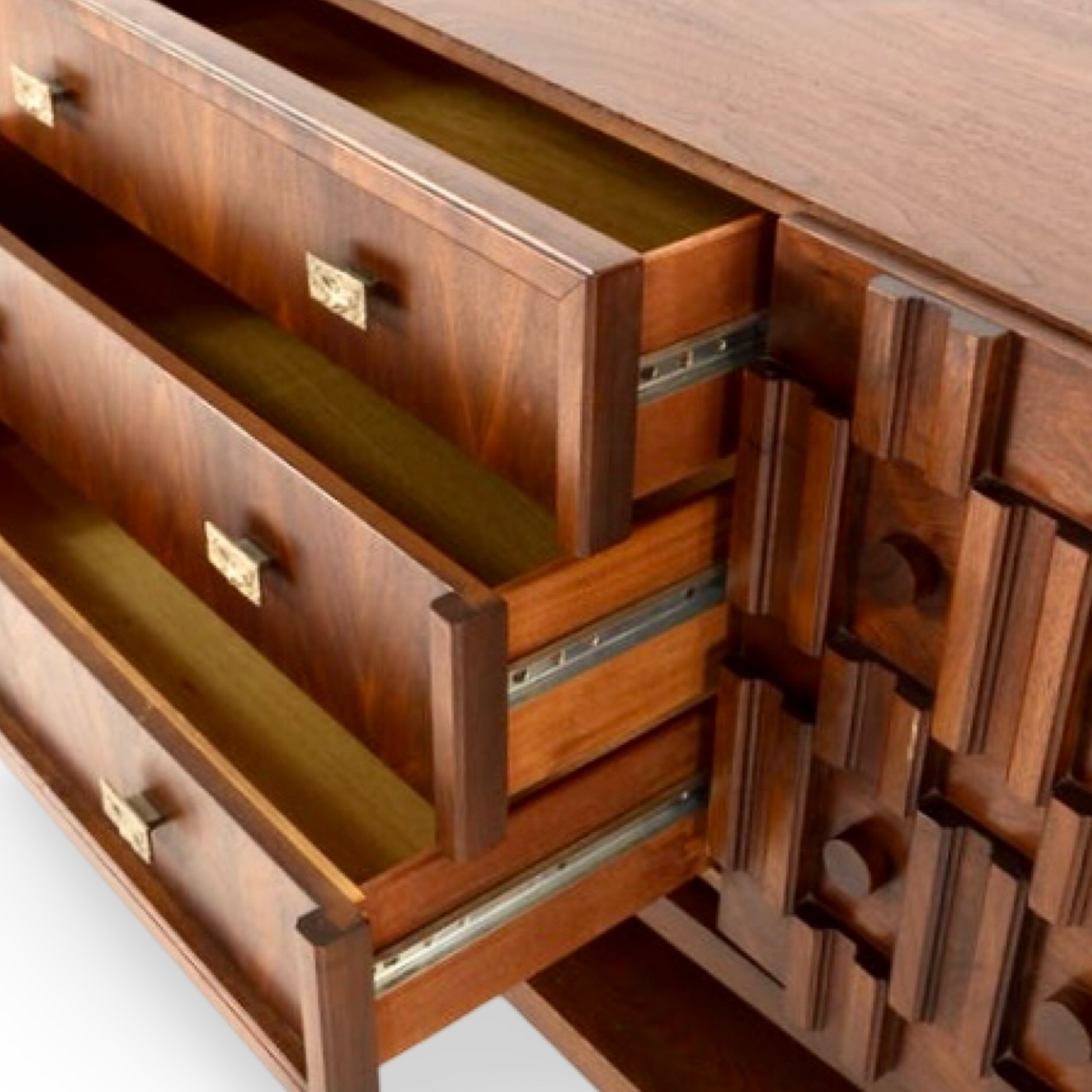 Mid Century Modern dresser with nine drawers, vintage style