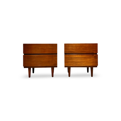 American of Martinsville Vintage Pair of Block Front Mid Century Mo... — walnut construction, front view
