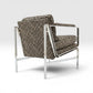 Milo Baughman Style Vintage Mid Century Modern Chrome and Fabric Accent Chair