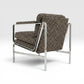 Milo Baughman Style Vintage Mid Century Modern Chrome and Fabric Accent Chair