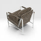 Milo Baughman Style Vintage Mid Century Modern Chrome and Fabric Accent Chair