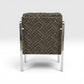 Milo Baughman Style Vintage Mid Century Modern Chrome and Fabric Accent Chair
