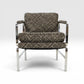 Milo Baughman Style Vintage Mid Century Modern Chrome and Fabric Accent Chair