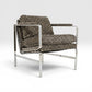 Milo Baughman Style Vintage Mid Century Modern Chrome and Fabric Accent Chair