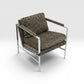 Milo Baughman Style Vintage Mid Century Modern Chrome and Fabric Accent Chair