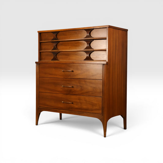 Kent Coffey Perspecta Vintage Mid Century Modern Highboy Dresser c. 1960s