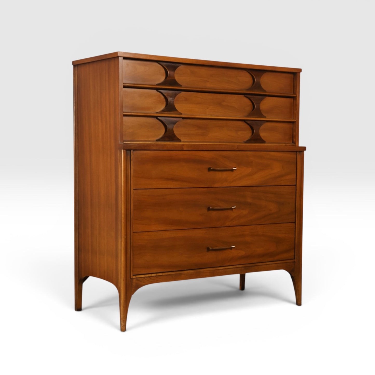 Kent Coffey Perspecta Vintage Mid Century Modern Highboy Dresser c. 1960s