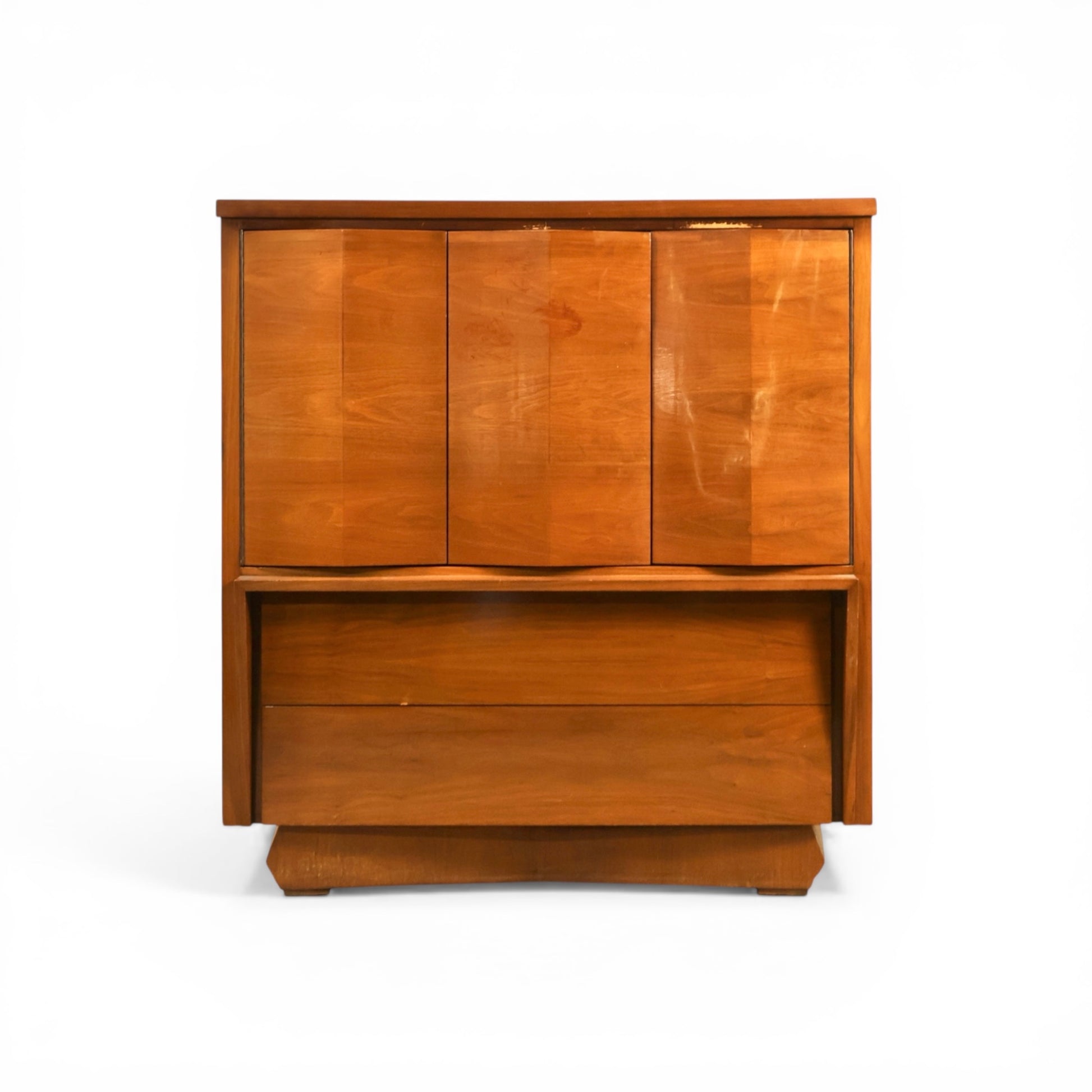 Sculptural Atomic Style Vintage Mid Century Modern 5 Drawer Highboy... — three-quarter angle view