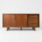 Cavalier Furniture Vintage Mid Century Modern Brass and Walnut Lowb... — three-quarter angle view