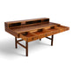 Peter Lovig teak desk drawer detail with recessed disc pulls