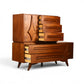 Specialty Woodcraft highboy top chest detail with slotted wooden pulls