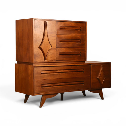Specialty Woodcraft highboy sculpted diamond door detail