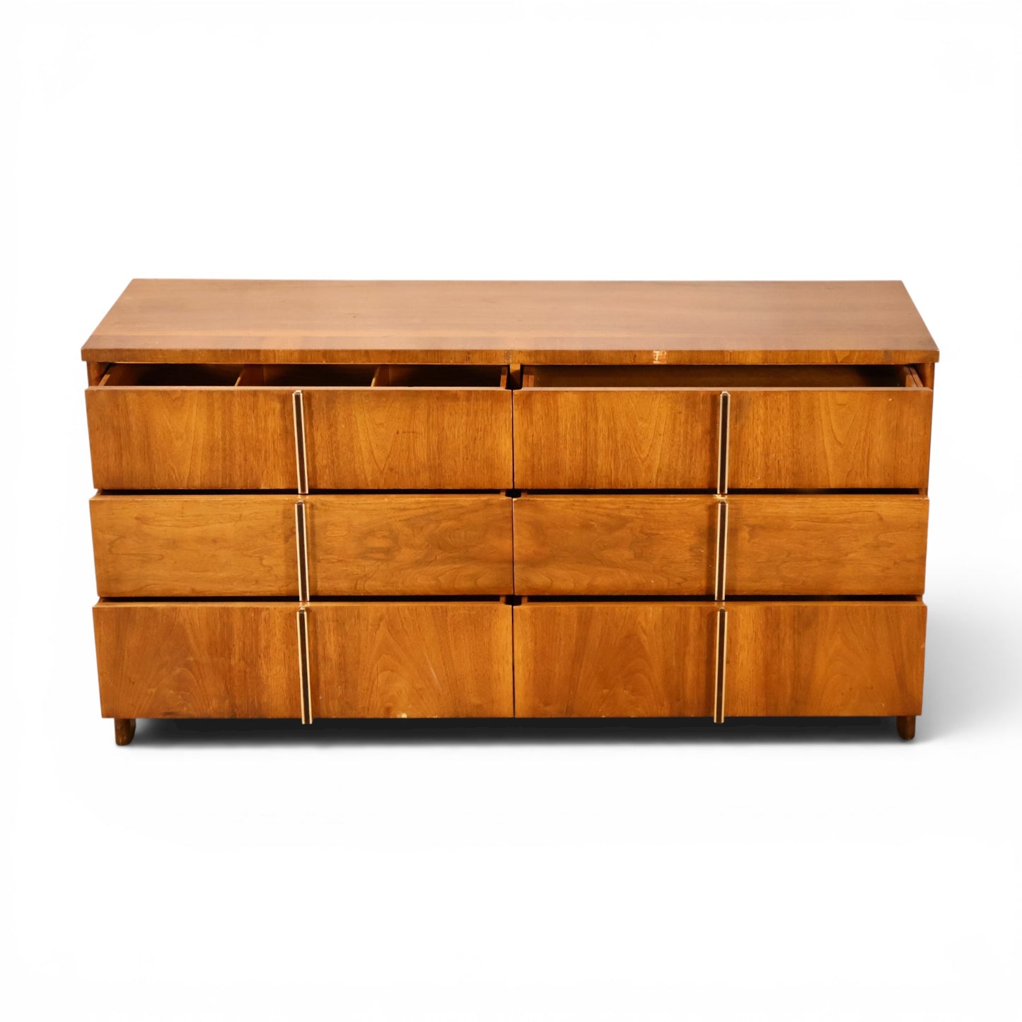 John Widdicomb lowboy dresser rosewood vertical pull detail
