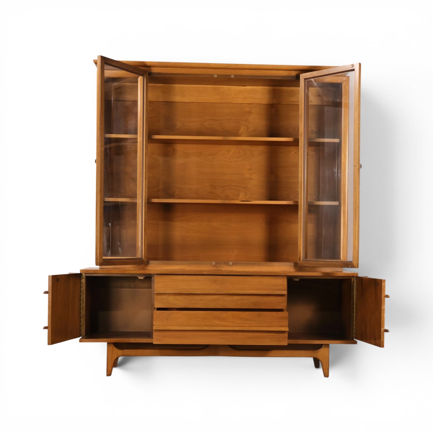 Young Manufacturing china cabinet angled view showing concave crown