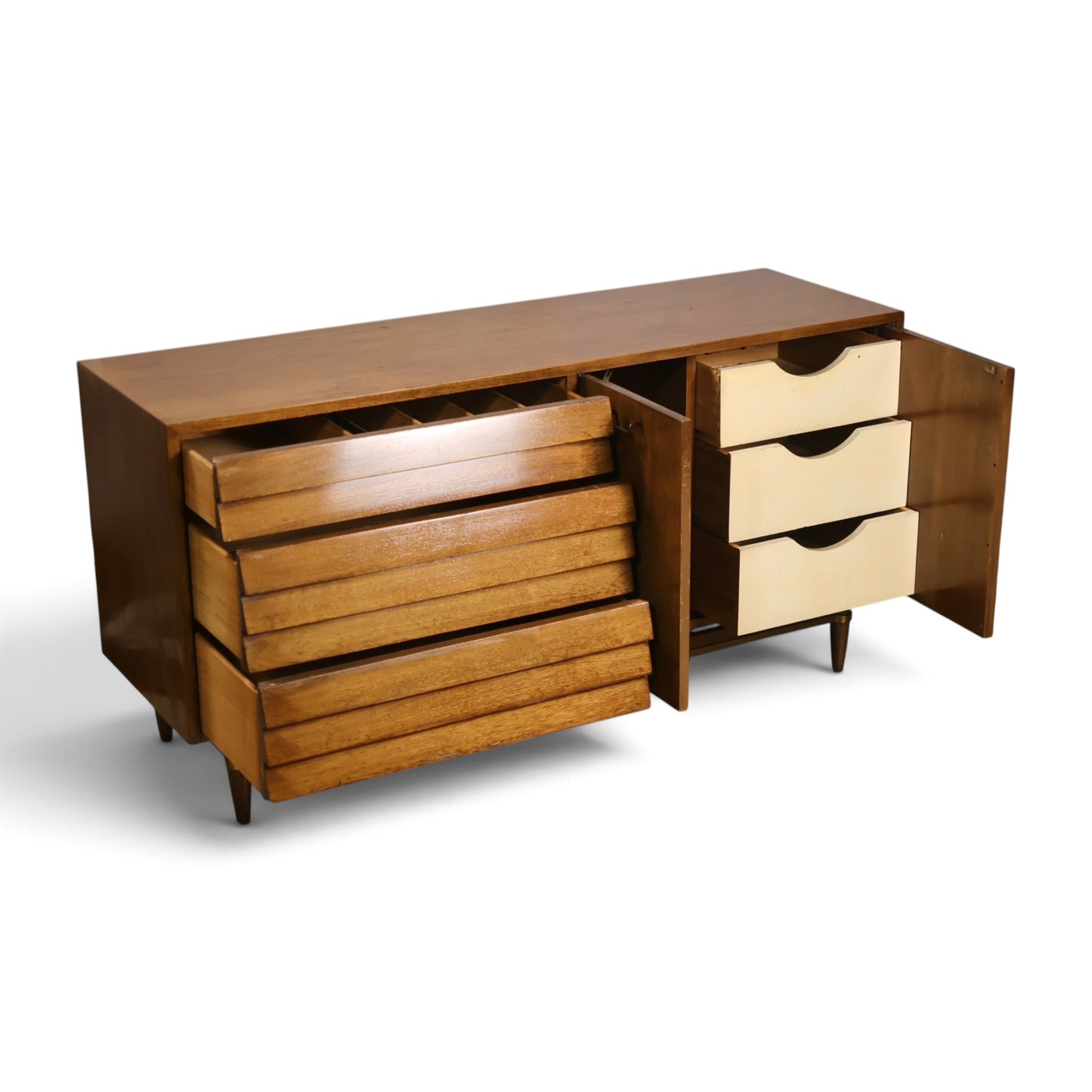 Dania lowboy dresser open drawer view