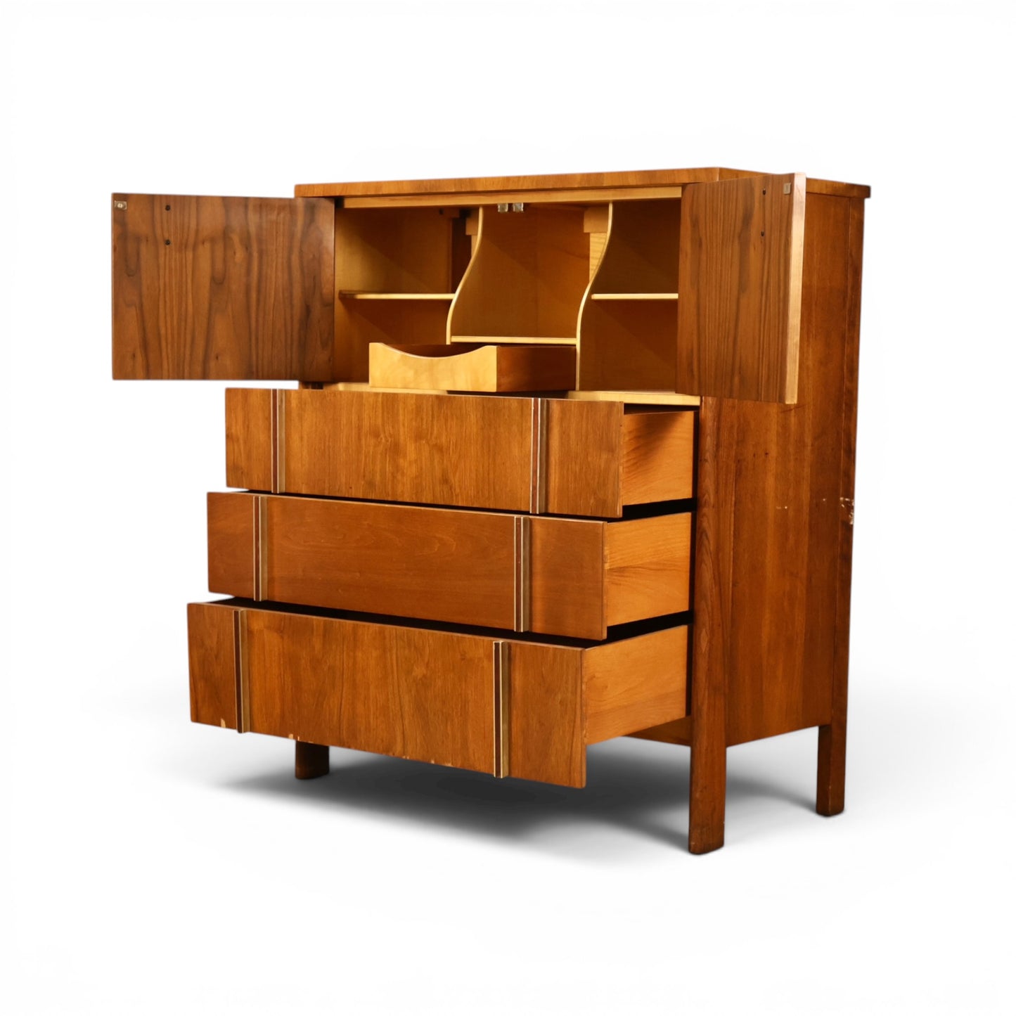 John Widdicomb walnut highboy dresser condition detail