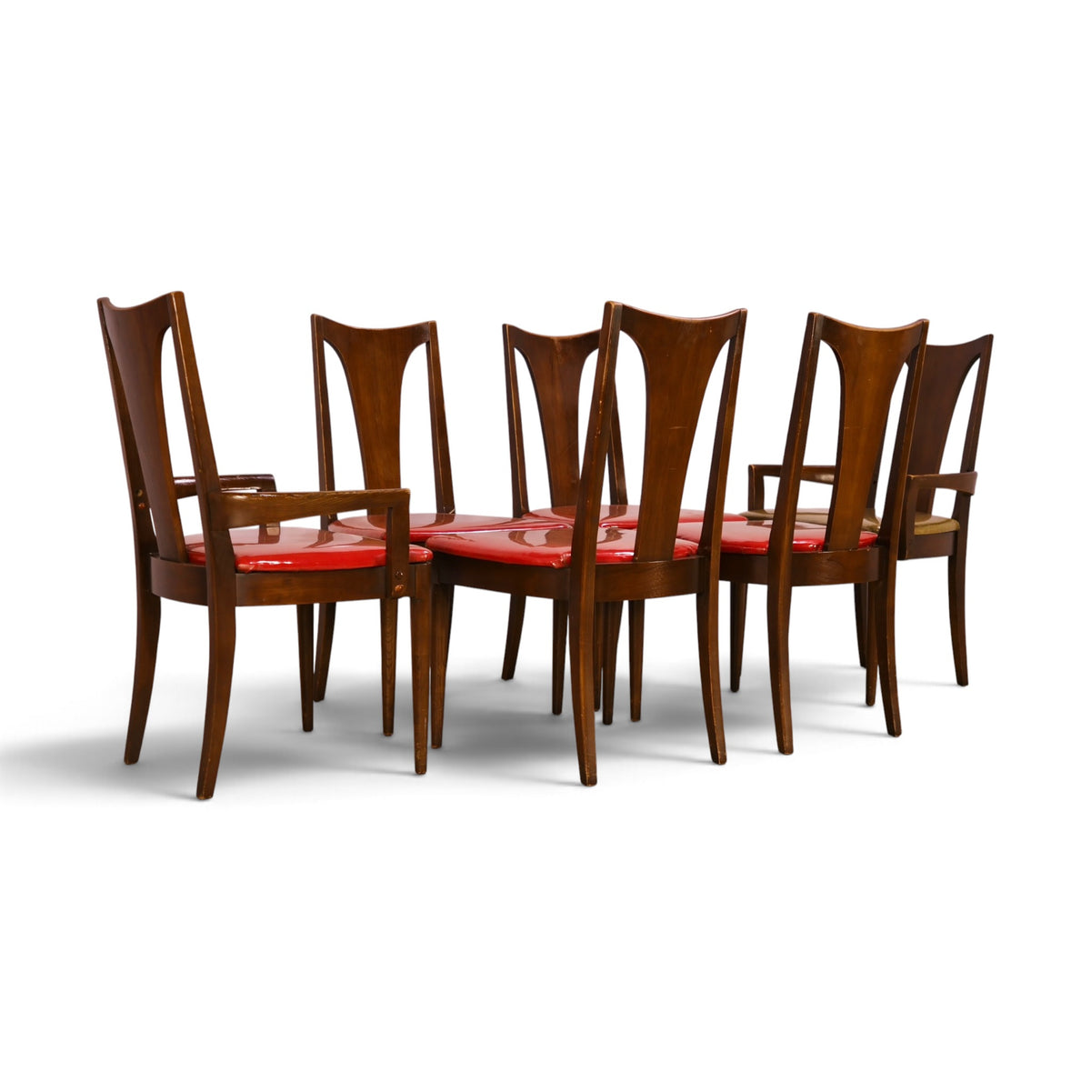 Broyhill Brasilia walnut dining chairs row view
