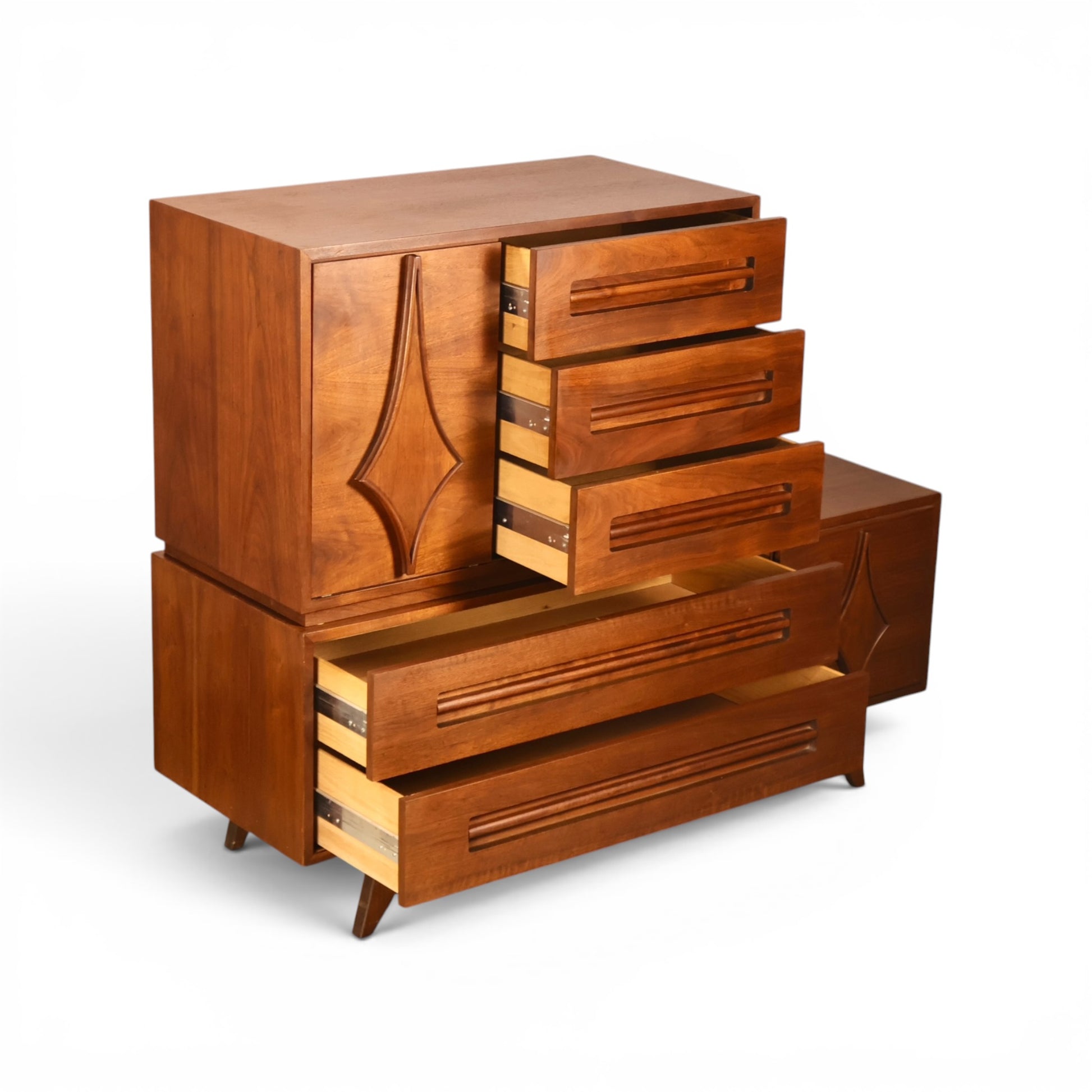 Specialty Woodcraft stacking highboy side angle view