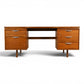 Jens Risom walnut double pedestal executive desk full front view