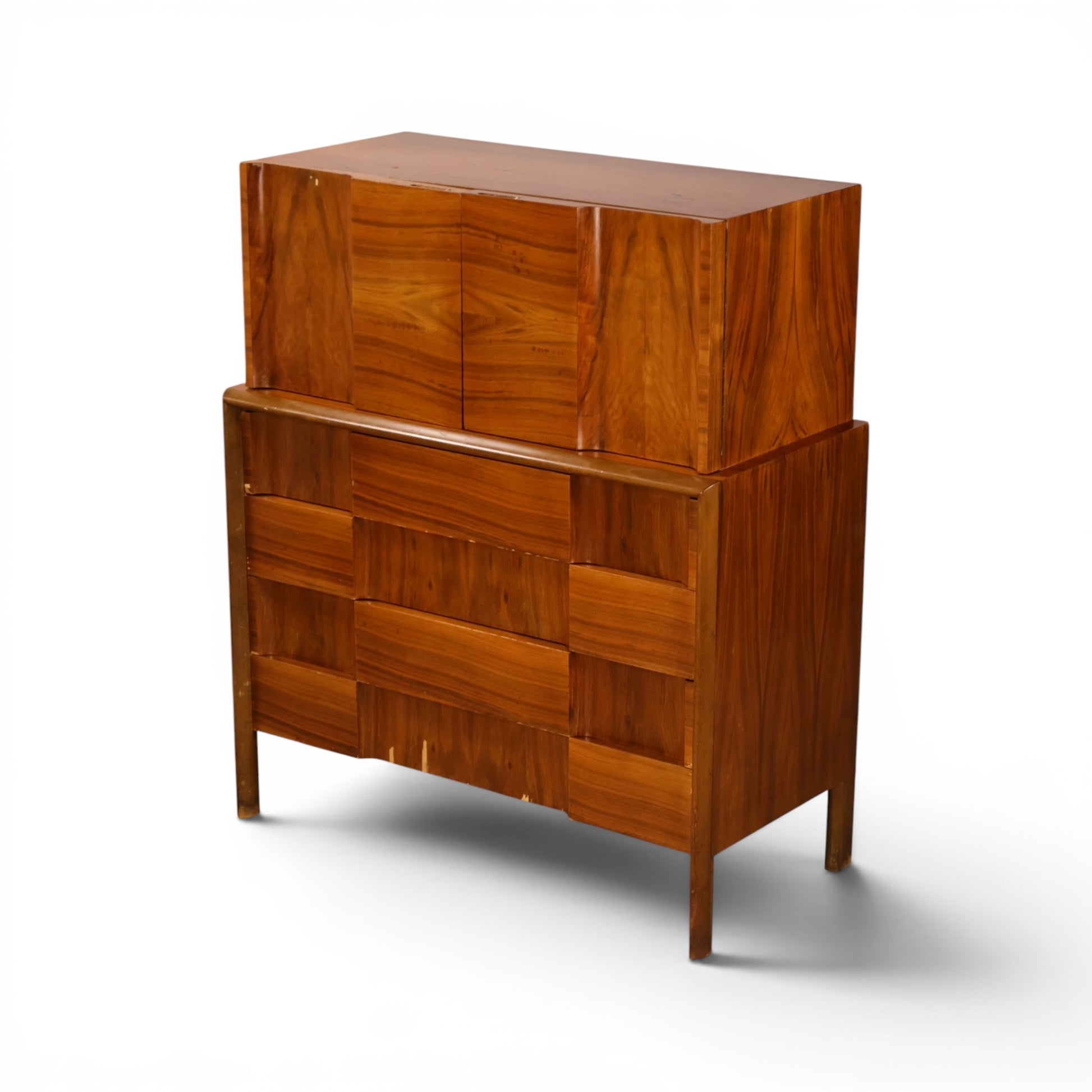 Edmond Spence highboy dresser three-quarter view