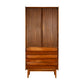 Lane First Edition walnut armoire front view with reeded doors