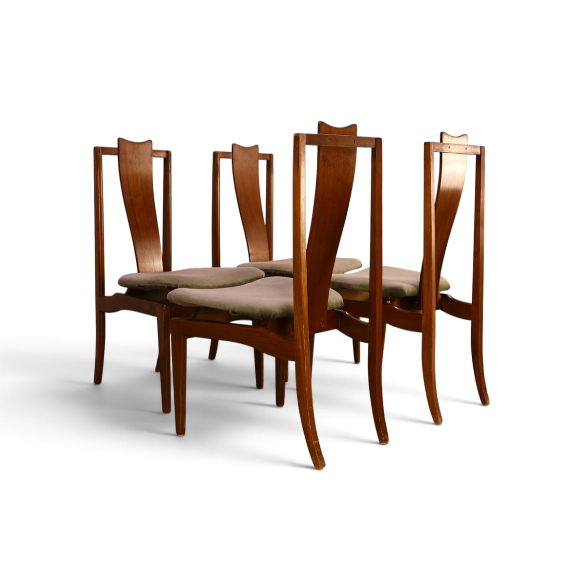 Young Manufacturing atomic walnut dining chairs group view