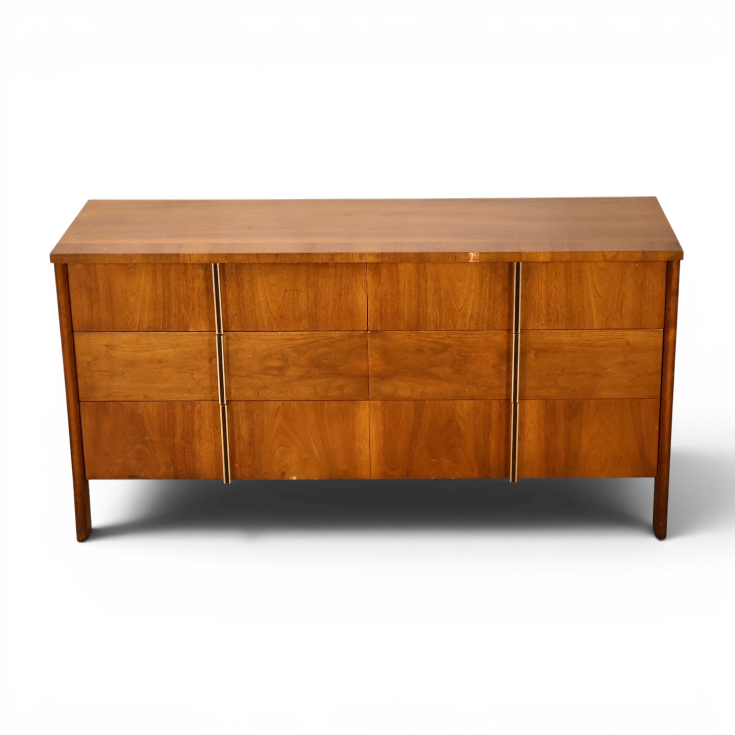 John Widdicomb lowboy dresser front view showing nine drawers