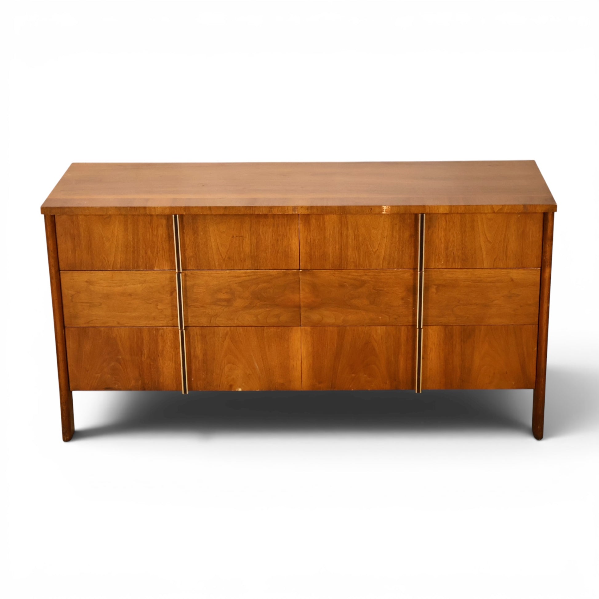 John Widdicomb lowboy dresser front view showing nine drawers