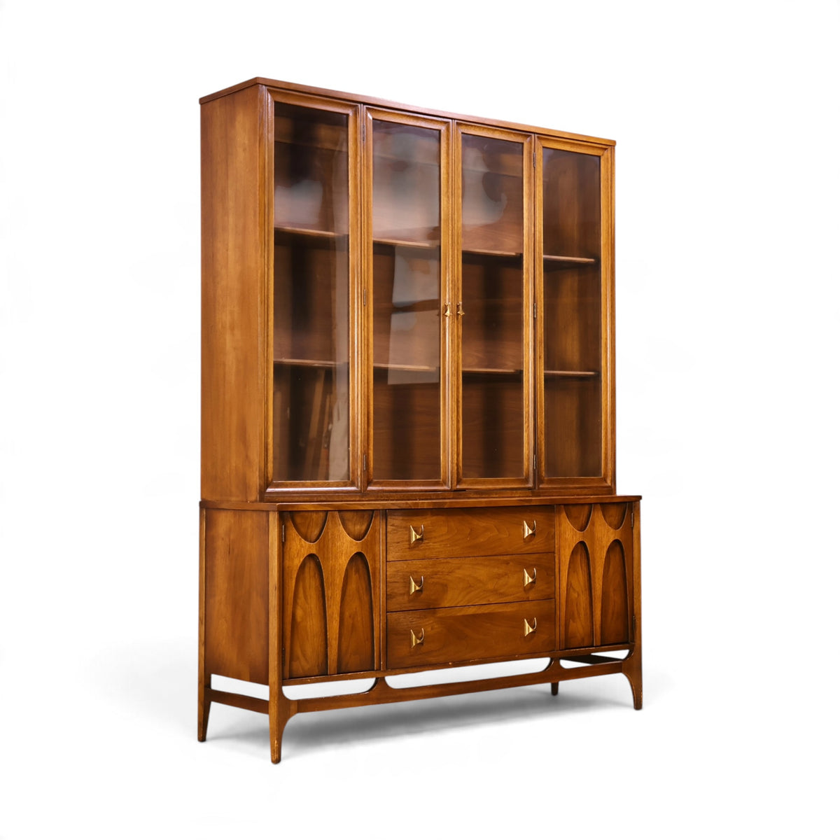 Broyhill Brasilia walnut china cabinet left angle view