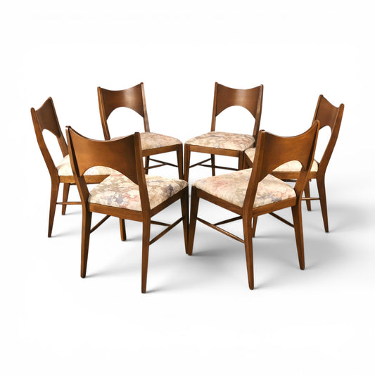 Broyhill Saga dining chairs side angle showing tapered legs and stretchers