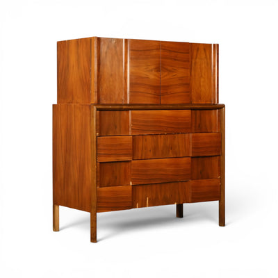 Edmond Spence highboy dresser angled view in walnut